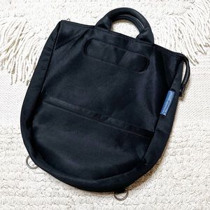 YOSHIKI HISHINUMA vintage black neoprene scuba zippered handbag